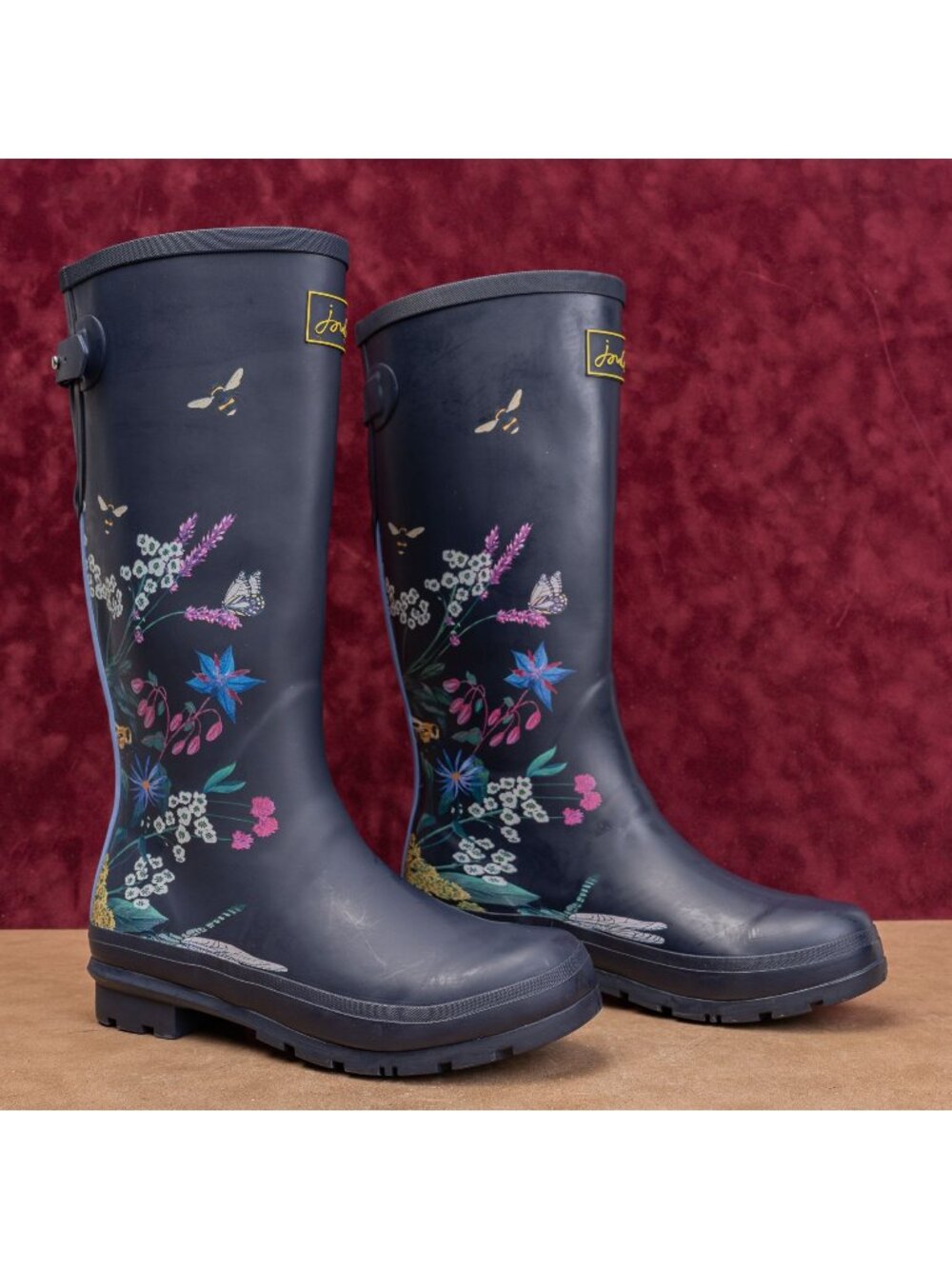 Joules Women Floral Navy Blue Festival Wellies Rain Rubber Boots 11US EUR43